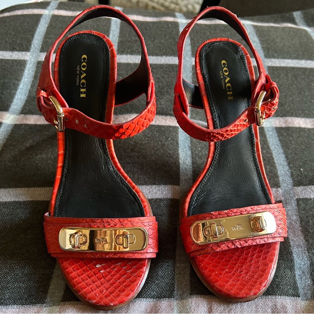 Coach Red Textured Women's Sandals